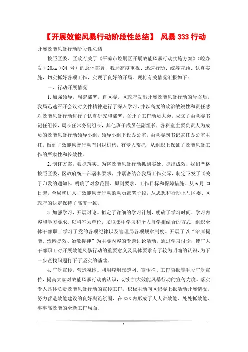 【开展效能风暴行动阶段性总结】 风暴333行动