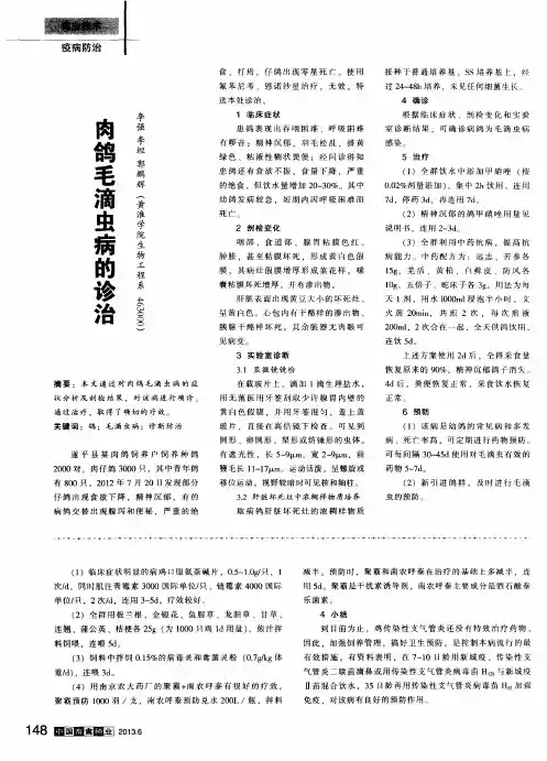 肉鸽毛滴虫病的诊治