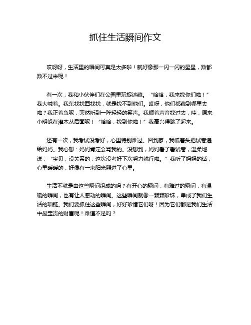 抓住生活瞬间作文