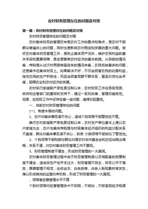 农村财务管理存在的问题及对策
