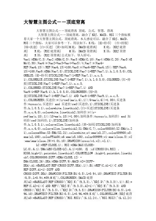大智慧主图公式--顶底背离解读