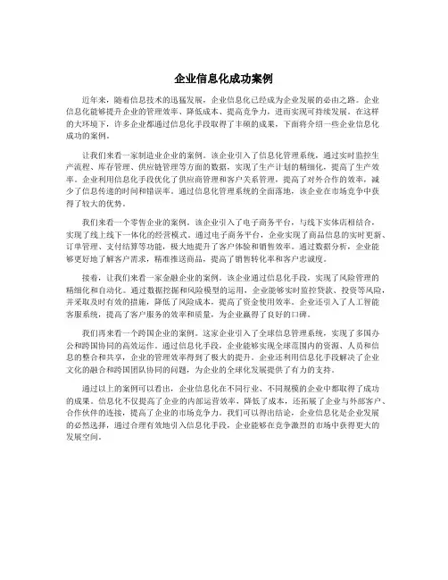 企业信息化成功案例