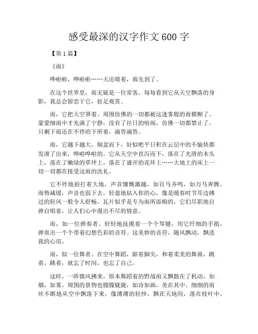 感受最深的汉字作文600字