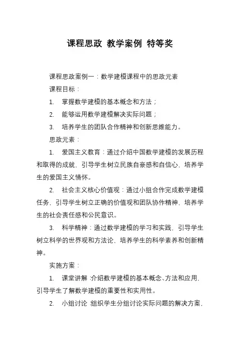 课程思政 教学案例 特等奖