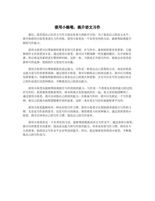 借用小练笔,提升语文习作