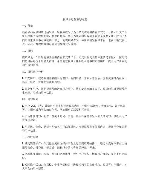 视频号运营策划方案