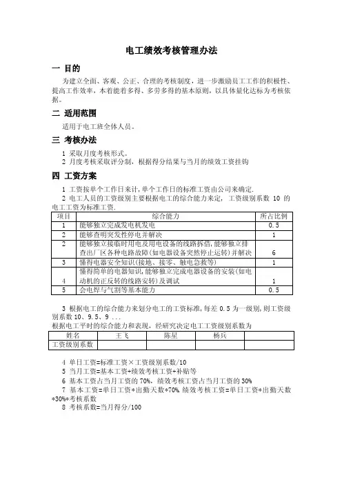 电工考核方案