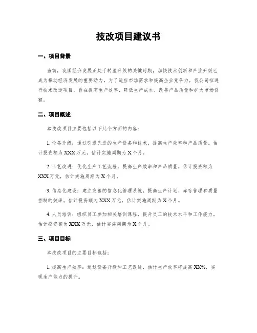 技改项目建议书