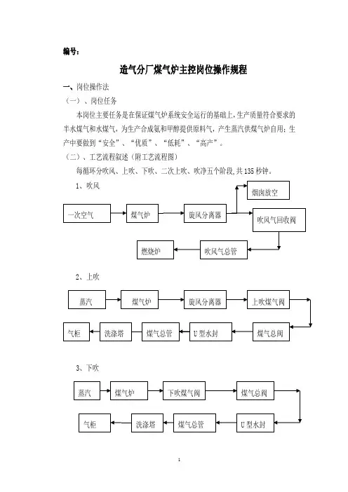 造气煤气炉主控岗位操作规程
