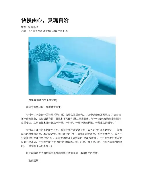 快慢由心，灵魂自洽