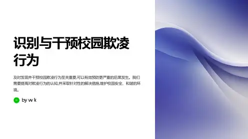校园欺凌行为的识别与早期干预PPT