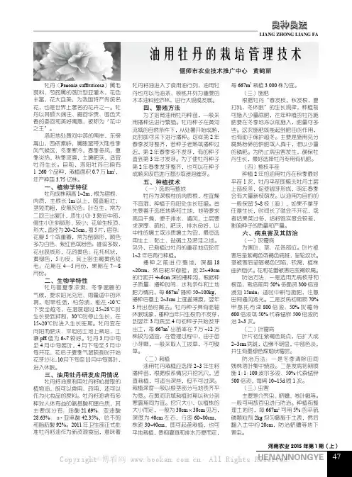 油用牡丹的栽培管理技术