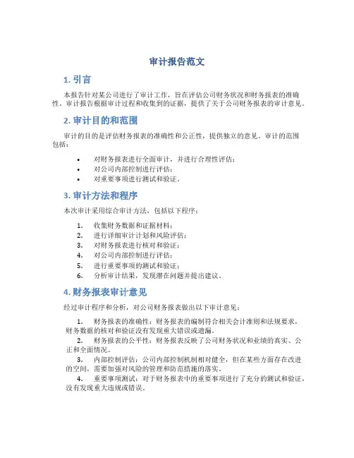审计报告范文