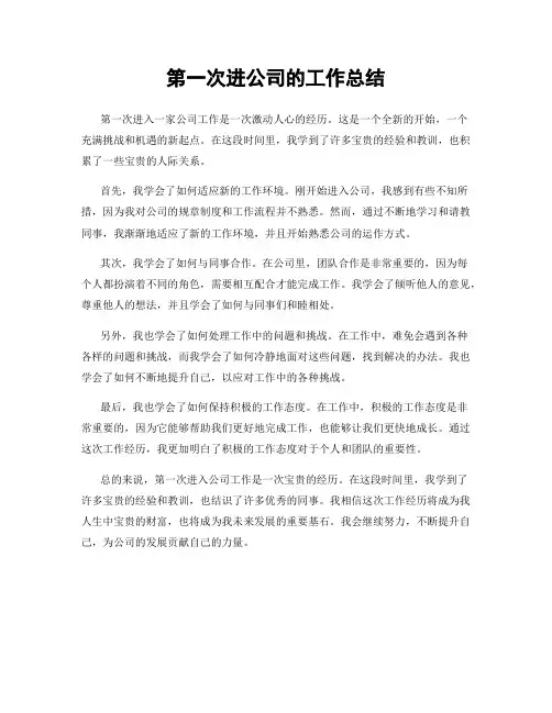 第一次进公司的工作总结