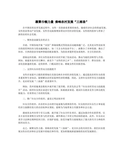凝聚巾帼力量 奏响农村发展“三部曲”