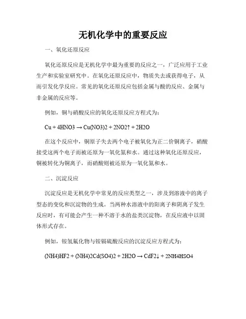 无机化学中的重要反应