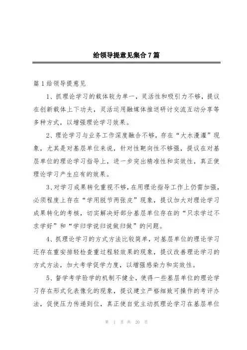 给领导提意见集合7篇