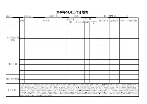 工作计划表2020