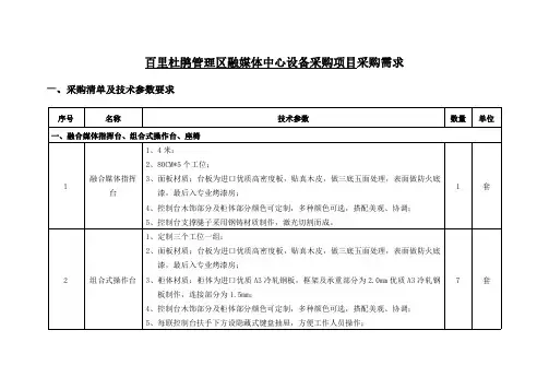 百里杜鹃管理区融媒体中心设备采购项目采购需求