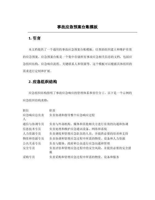 事故应急预案台账模板