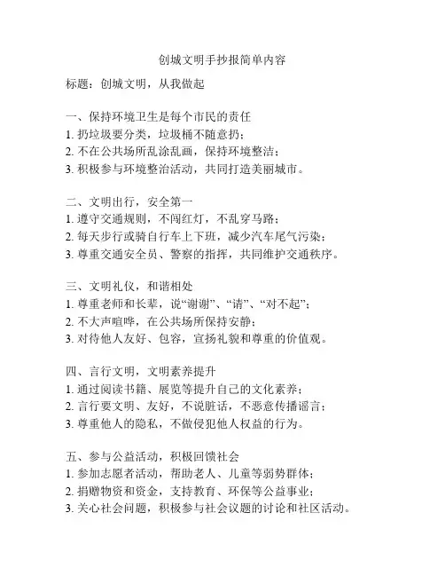 创城文明手抄报简单内容