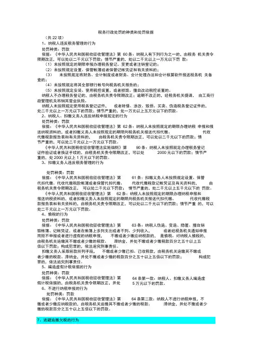 税务行政处罚的种类和处罚依据