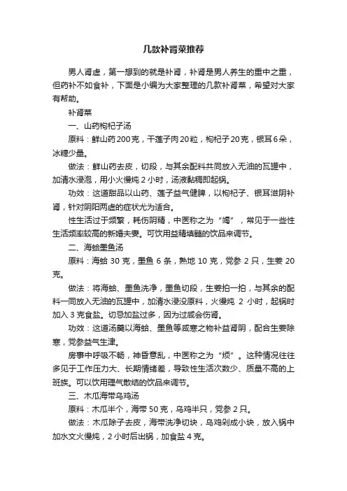 几款补肾菜推荐