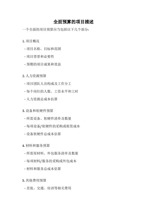 全面预算的项目描述