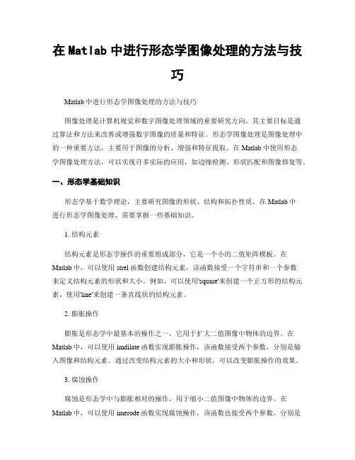 在Matlab中进行形态学图像处理的方法与技巧