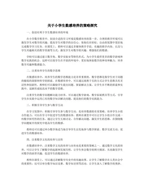 关于小学生数感培养的策略探究