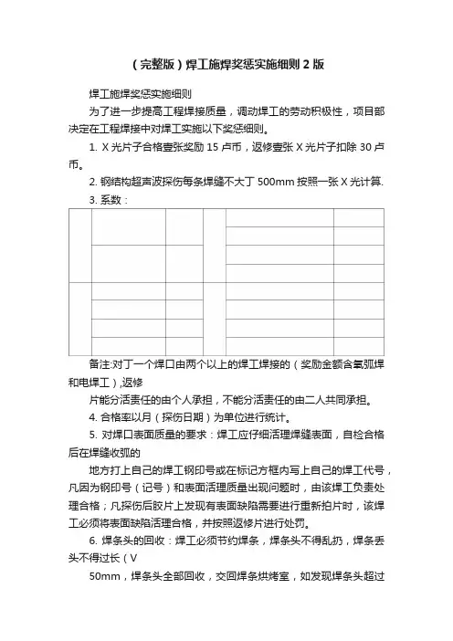 （完整版）焊工施焊奖惩实施细则2版