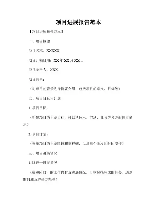 项目进展报告范本