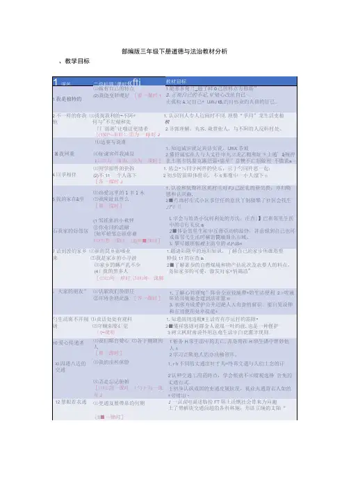 部编版三年级下册道德与法治教材分析