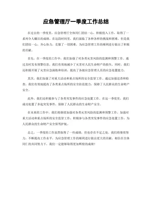 应急管理厅一季度工作总结