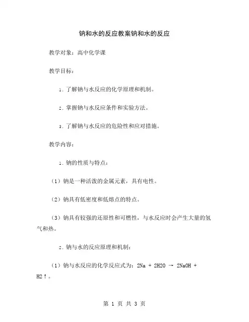 钠和水的反应教案