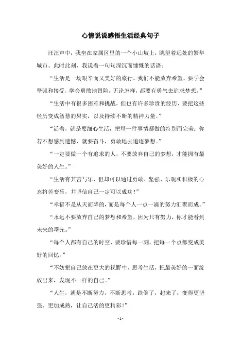 心情说说感悟生活经典句子