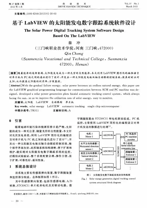 基于LabVIEW的太阳能发电数字跟踪系统软件设计