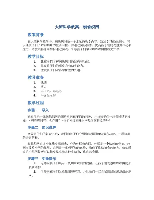 大班科学教案蜘蛛织网