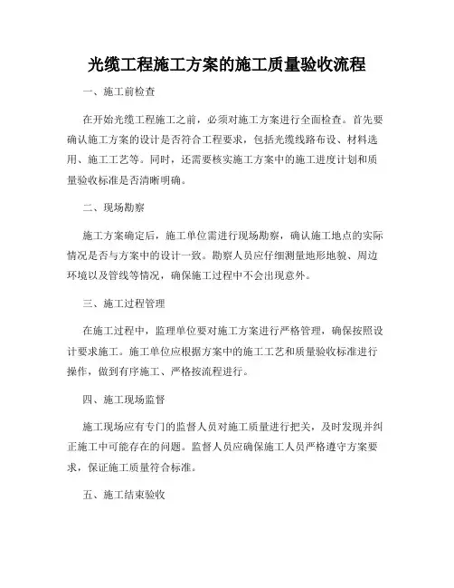 光缆工程施工方案的施工质量验收流程
