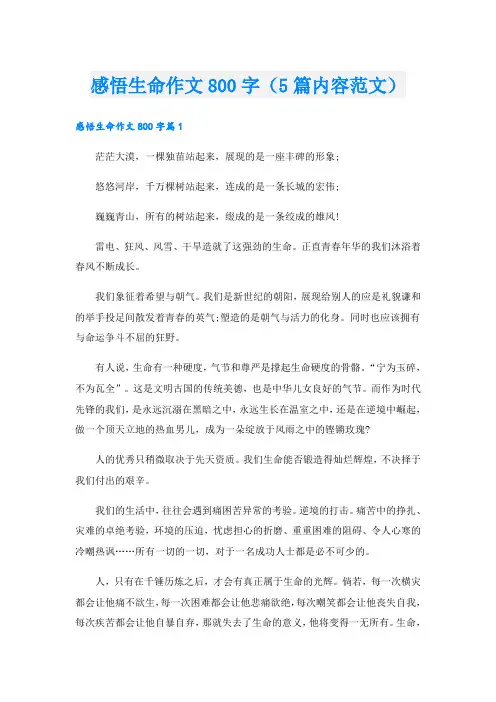感悟生命作文800字(5篇内容范文)