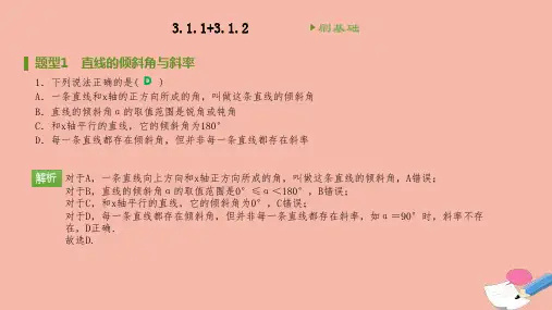 高中数学第三章直线与方程311倾斜角与斜率312两条直线平行与垂直的判定刷题课件新人教A版必修2