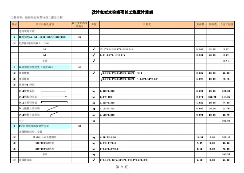 设计变更跟洽商工程建设量计算表
