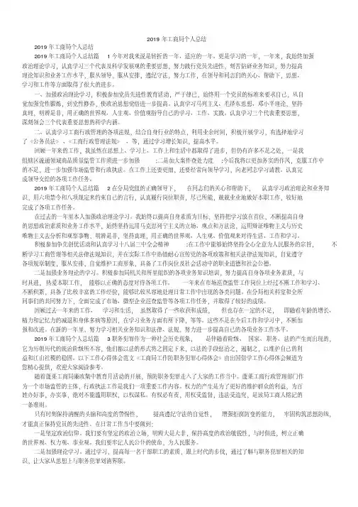 2019年工商局个人总结