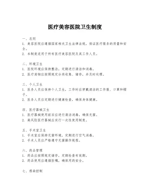 医疗美容医院卫生制度