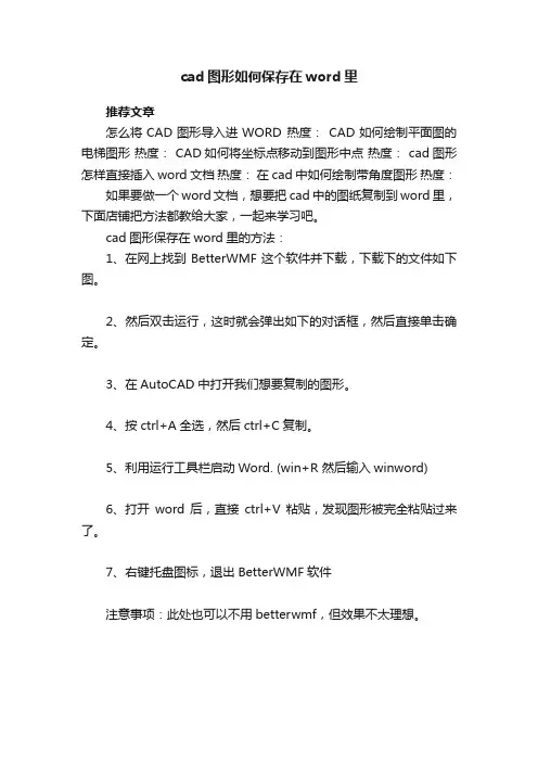 cad图形如何保存在word里