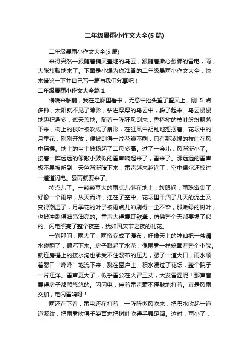 二年级暴雨小作文大全（5篇）