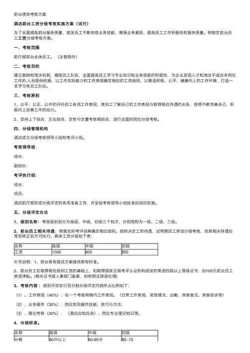 前台绩效考核方案