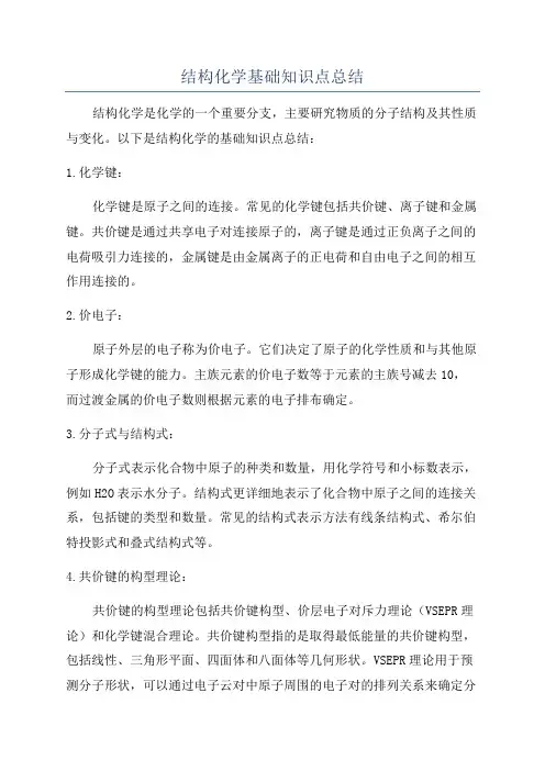 结构化学基础知识点总结