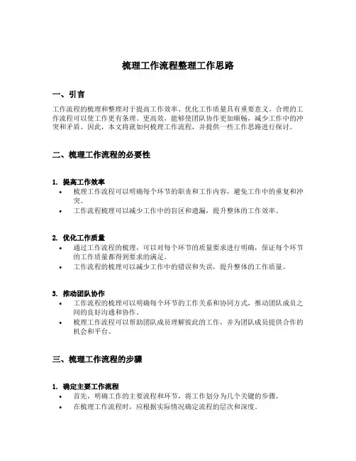 梳理工作流程整理工作思路
