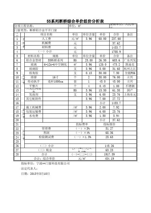 门窗报价单
